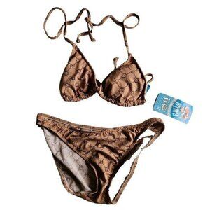 Vintage Paul Frank Womens Bikini, Julius the Monkey, Brown, Bathing Suit, Medium